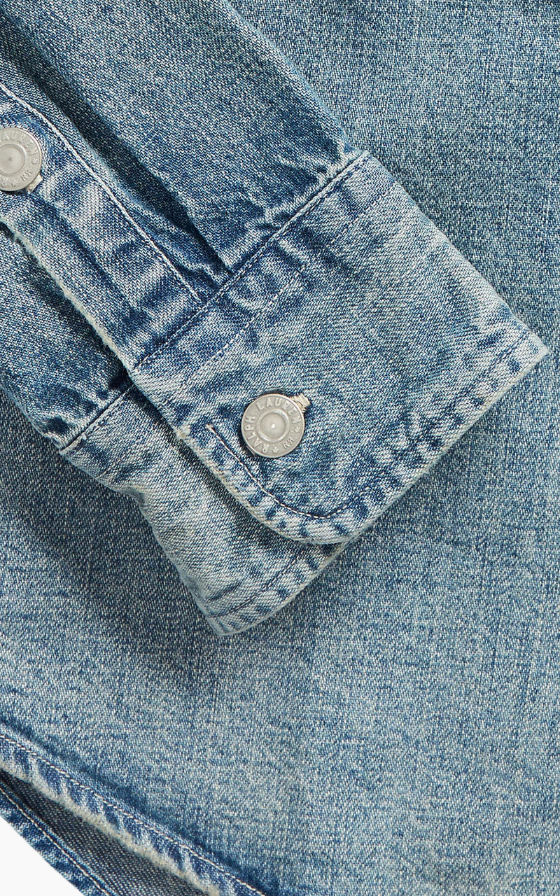RRL Lot 93 Work Shirt Denim Indigo Clearfield Wash - Image 5
