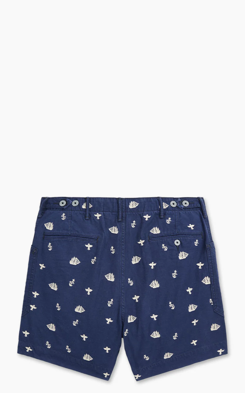 RRL Nautical-Embroidered Twill Short Navy - Image 3