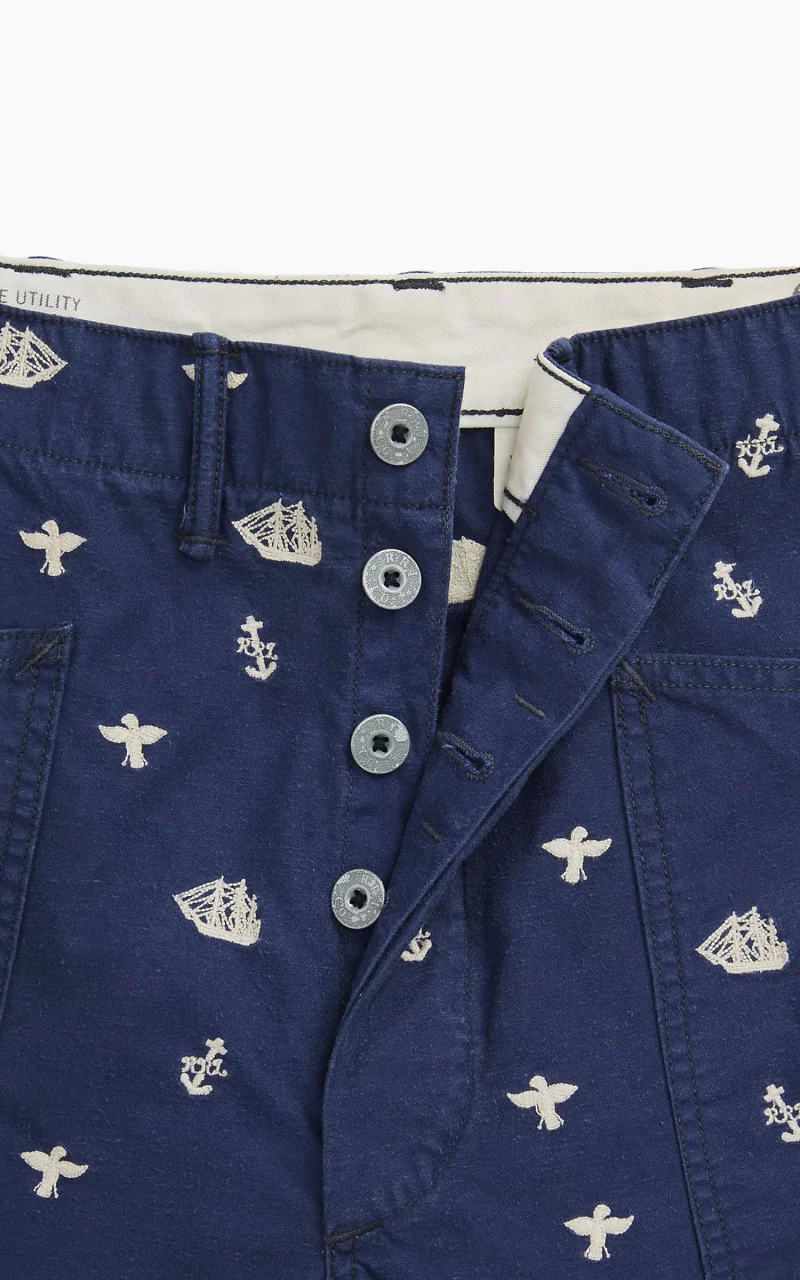 RRL Nautical-Embroidered Twill Short Navy - Image 4