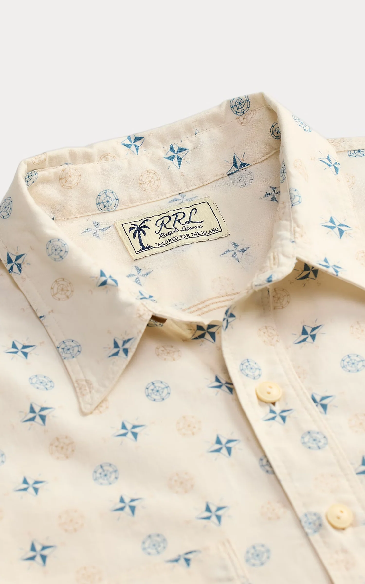 RRL Nautical-Print Linen-Cotton Workshirt Indigo Blue/Multi - Image 2