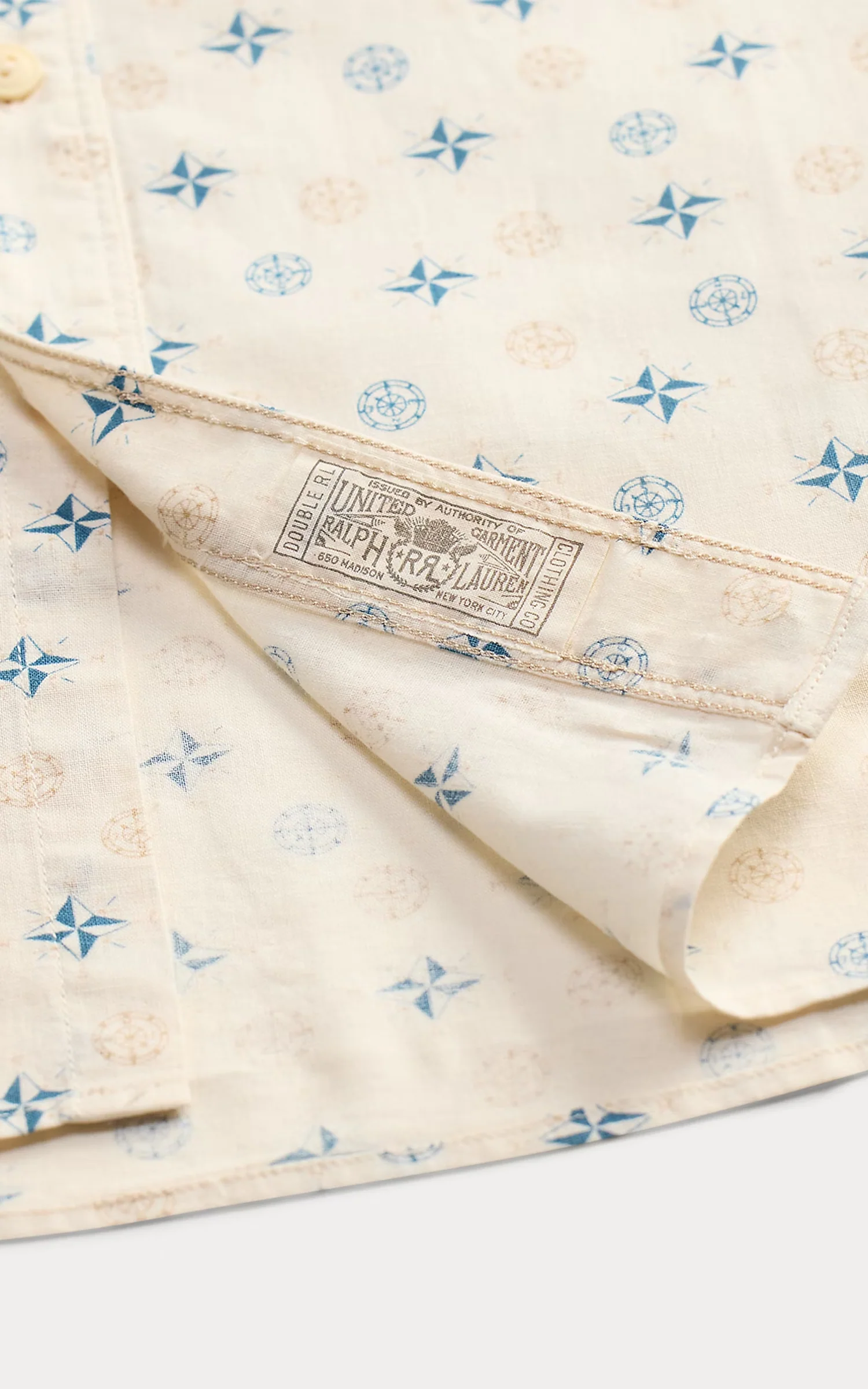 RRL Nautical-Print Linen-Cotton Workshirt Indigo Blue/Multi - Image 4