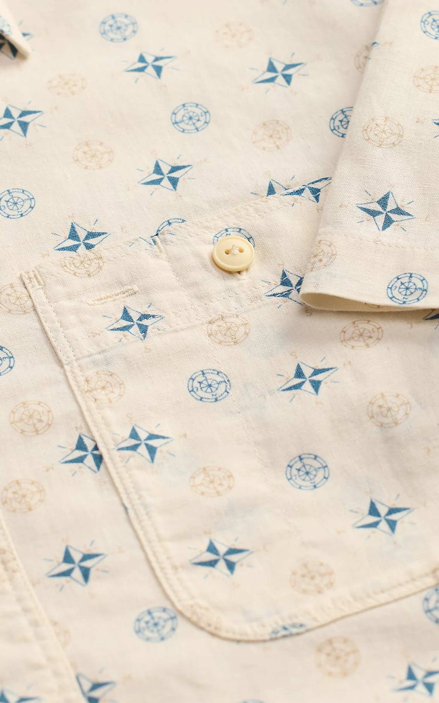 RRL Nautical-Print Linen-Cotton Workshirt Indigo Blue/Multi - Image 5