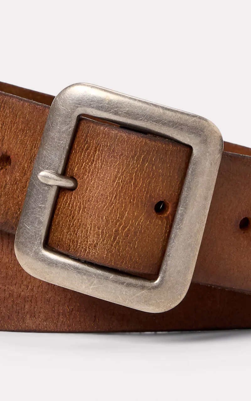 RRL New Burling Hand-Burnished Leather Belt Mid Brown - Image 4