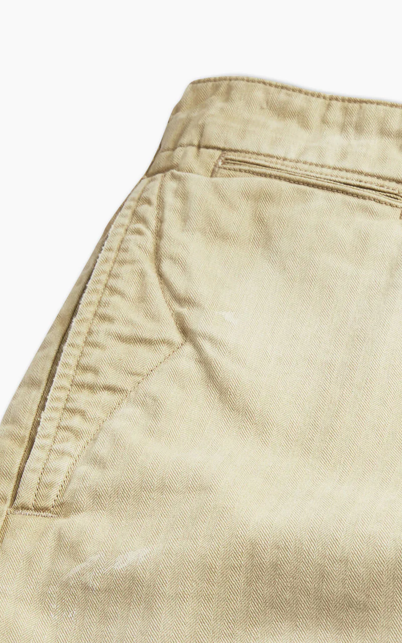 RRL Officer's Trouser Distressed Herringbone Vintage Khaki - Image 4