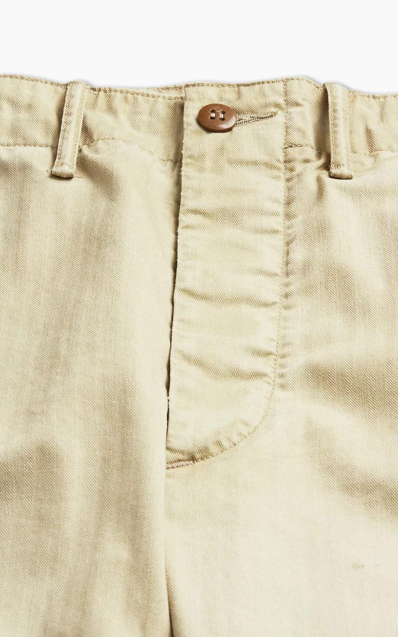 RRL Officer's Trouser Distressed Herringbone Vintage Khaki - Image 5