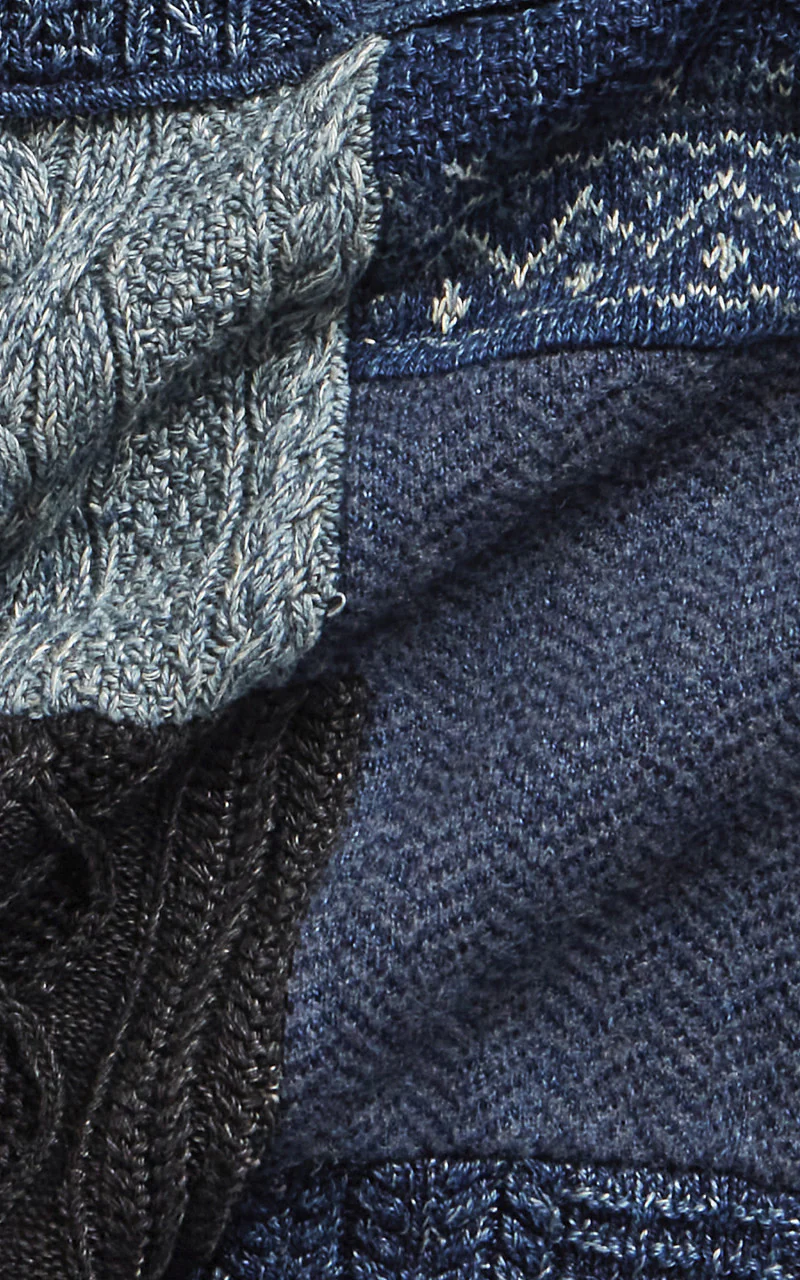 RRL Patchwork Shawl Collar Cardigan Indigo Blue - Image 7