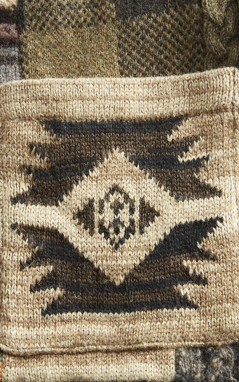 RRL Patchwork Wool-Blend Ranch Cardigan Brown/Multi - Image 5