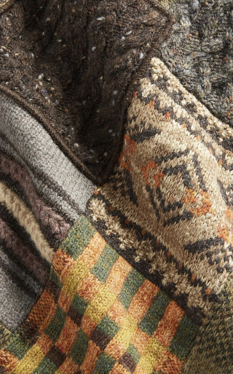 RRL Patchwork Wool-Blend Ranch Cardigan Brown/Multi - Image 6