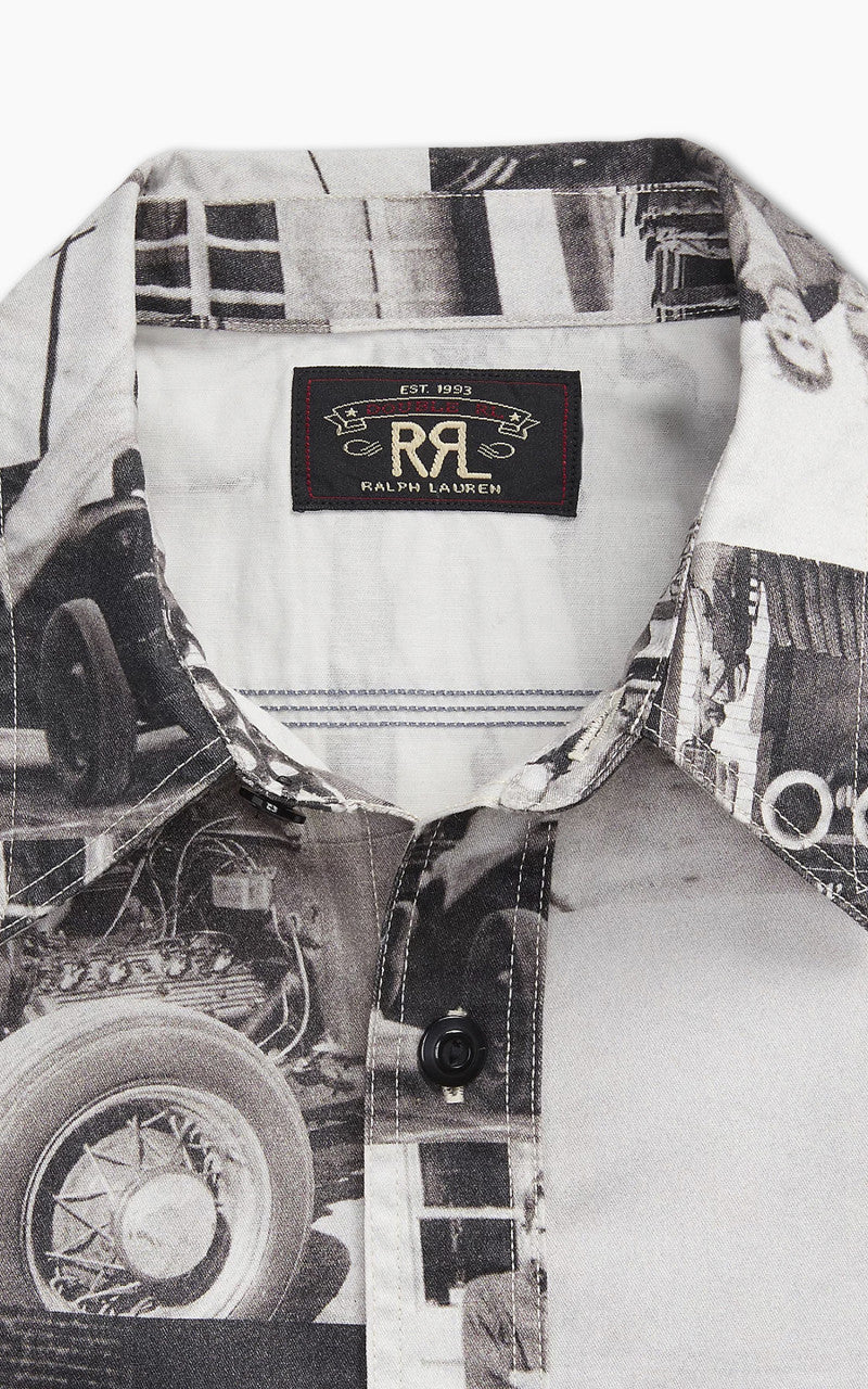 RRL Photo-Print Twill Workshirt Black/White - Image 5