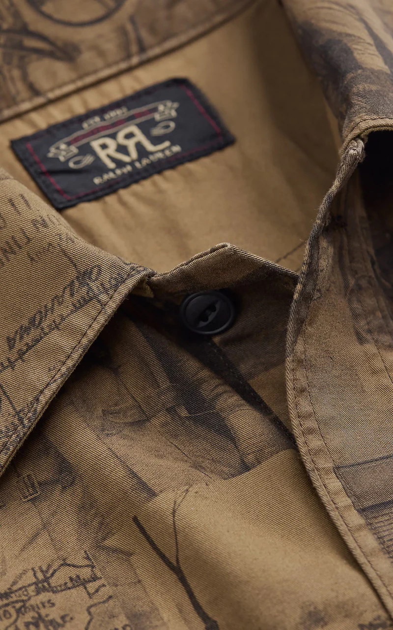 RRL Photo-Print Twill Workshirt Tan Multi - Image 3