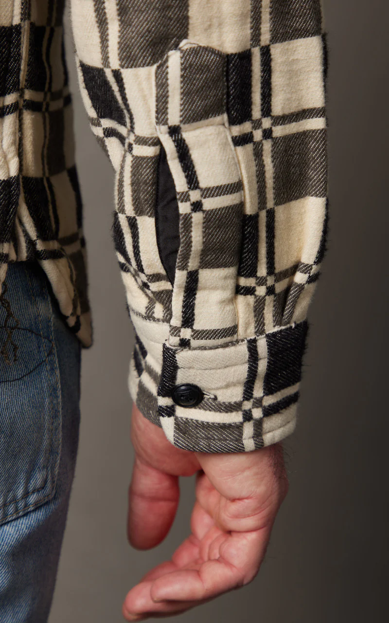 RRL Plaid Brushed Jacquard Workshirt Black/Creme - Image 10