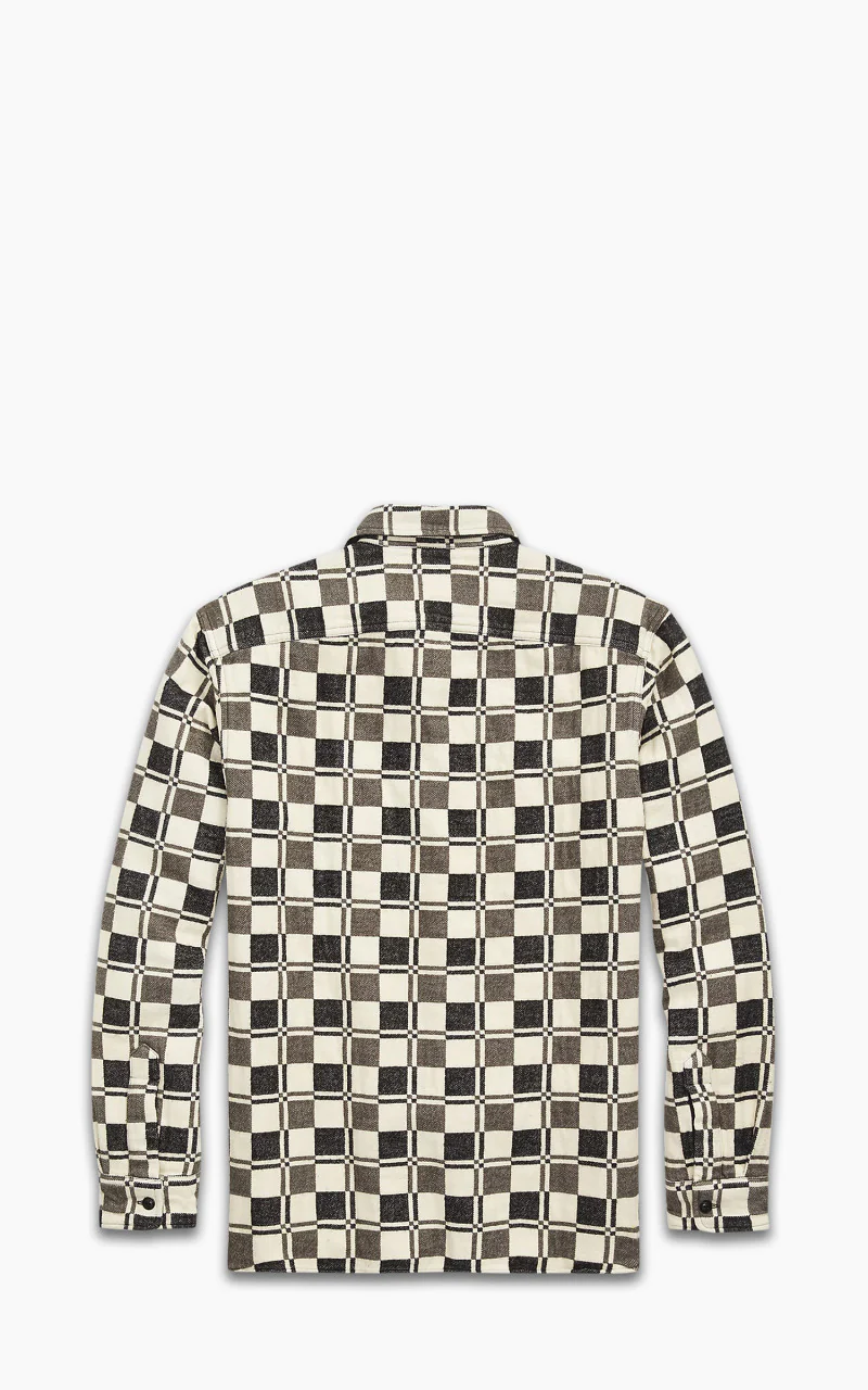 RRL Plaid Brushed Jacquard Workshirt Black/Creme - Image 3