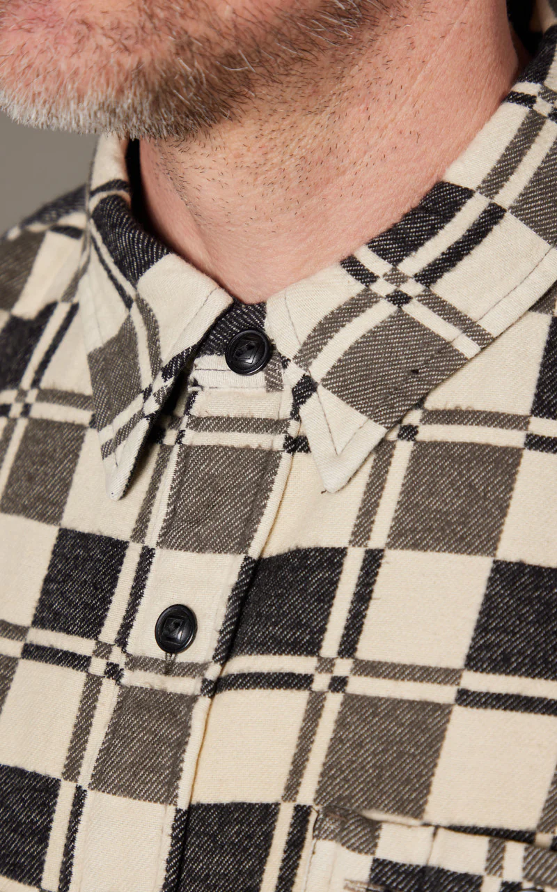 RRL Plaid Brushed Jacquard Workshirt Black/Creme - Image 6