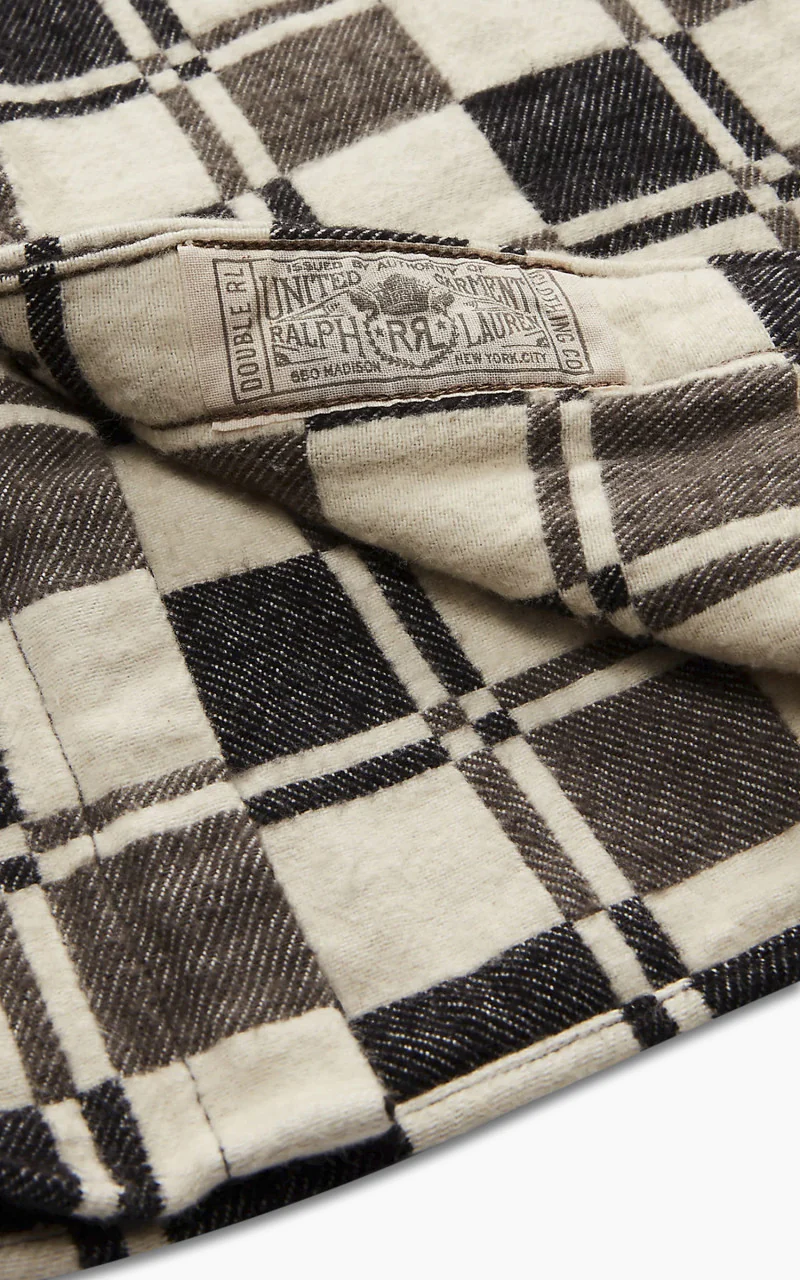 RRL Plaid Brushed Jacquard Workshirt Black/Creme - Image 9