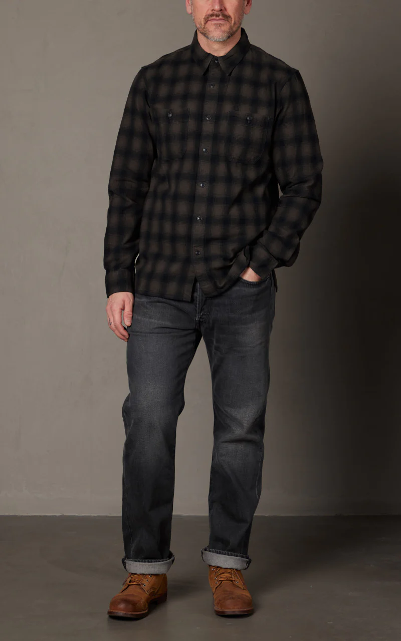 RRL Plaid Canvas Workshirt Black/Grey - Image 2