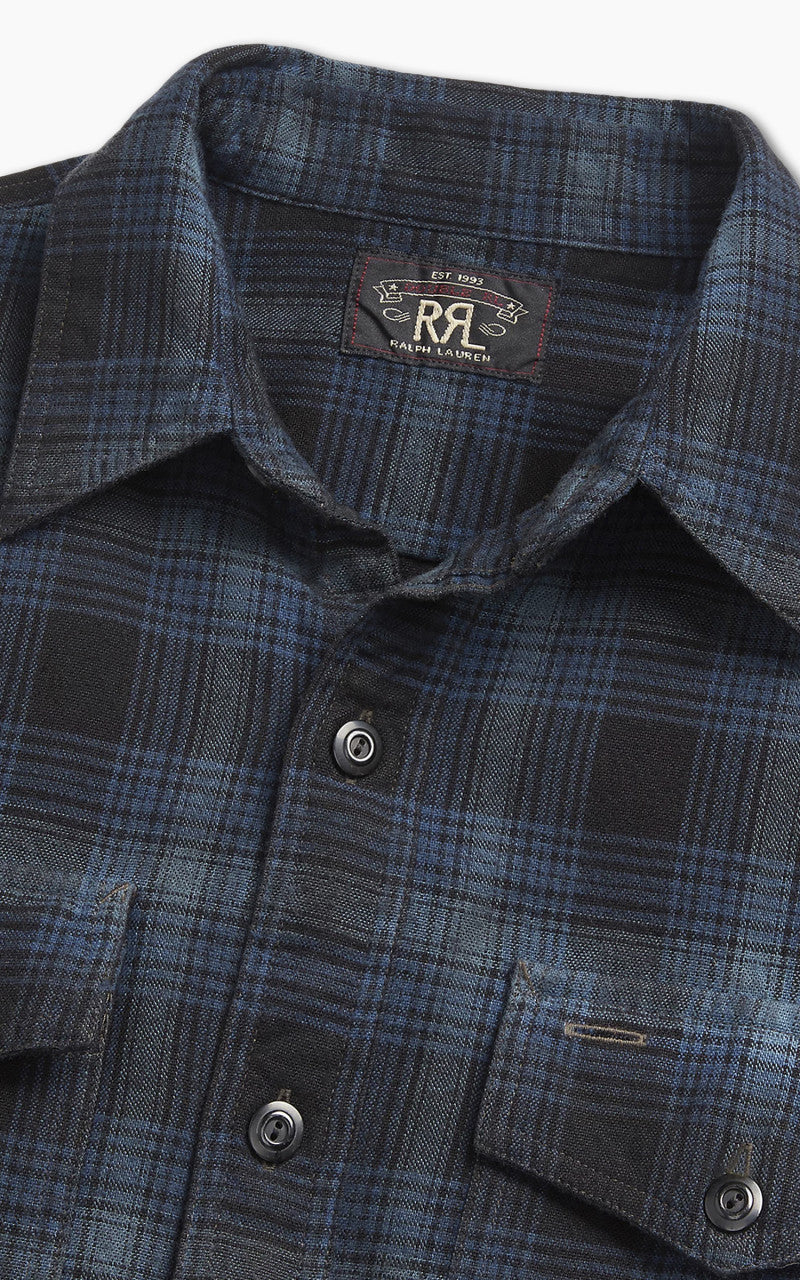 RRL Plaid Canvas Workshirt Blue/Black - Image 5