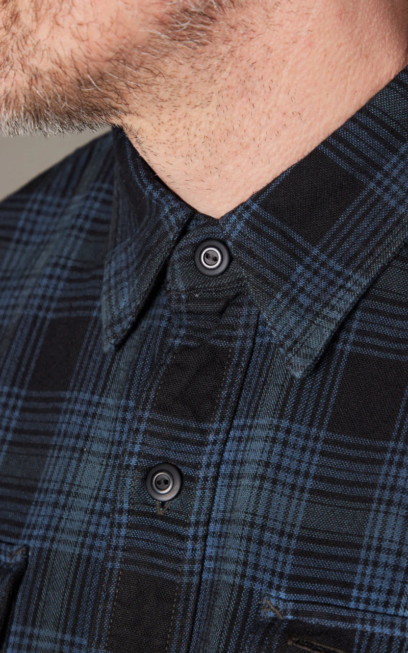RRL Plaid Canvas Workshirt Blue/Black - Image 6