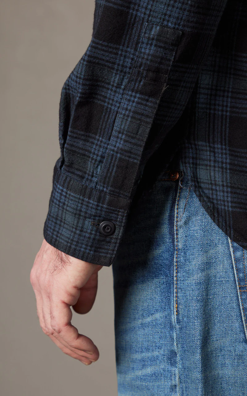 RRL Plaid Canvas Workshirt Blue/Black - Image 7