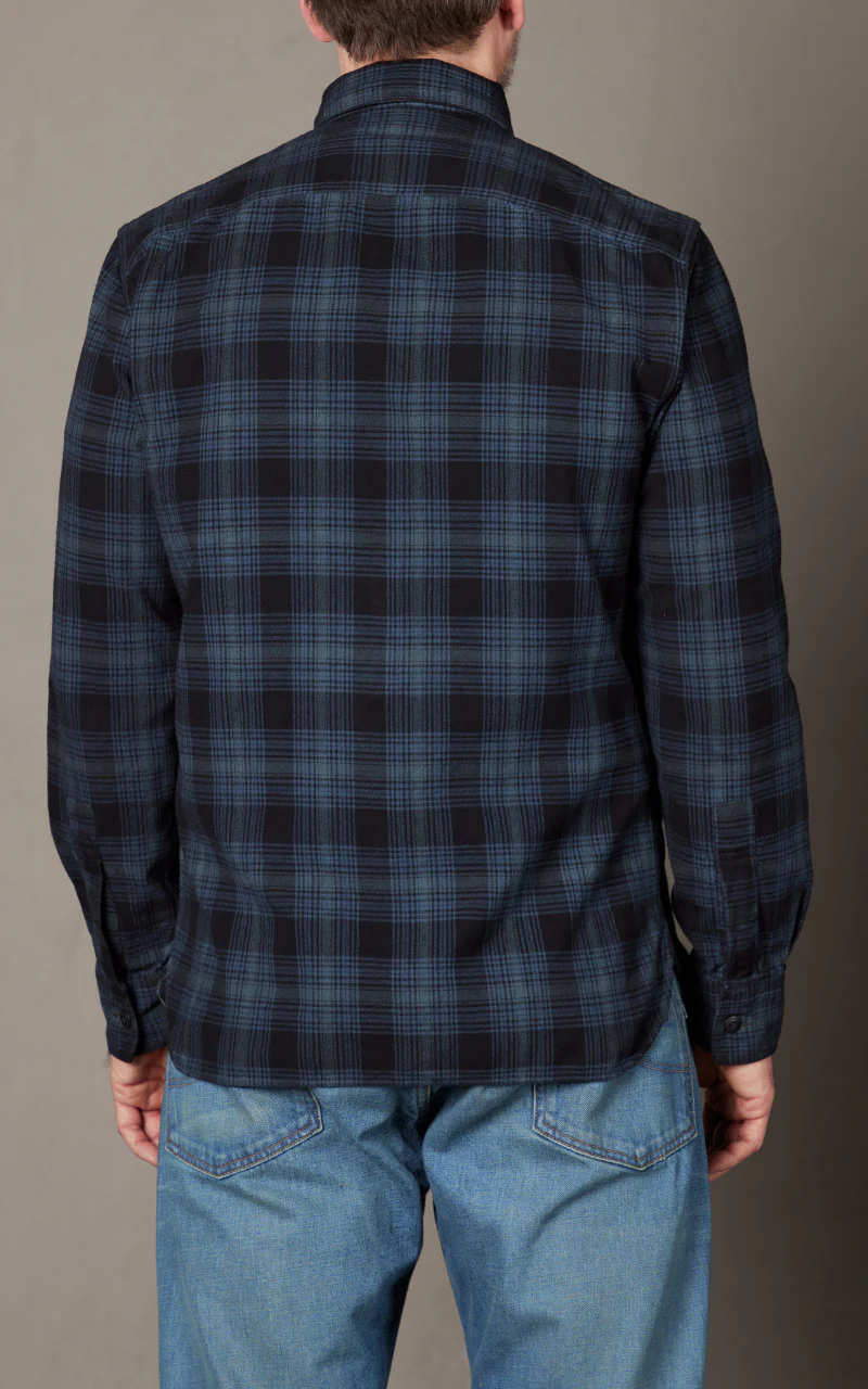 RRL Plaid Canvas Workshirt Blue/Black - Image 8