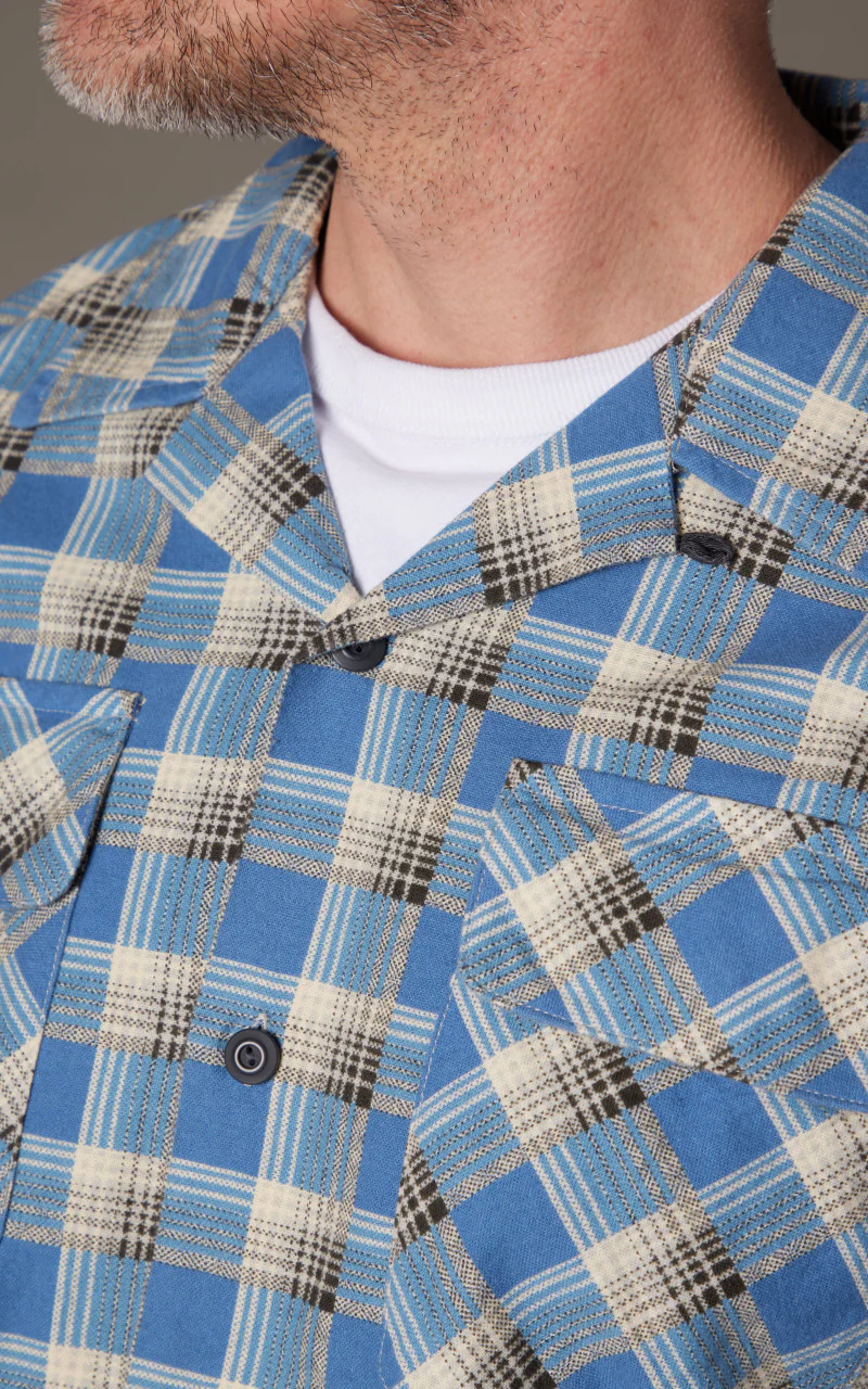RRL Plaid-Print Chamois Camp Shirt Blue/Multi - Image 6