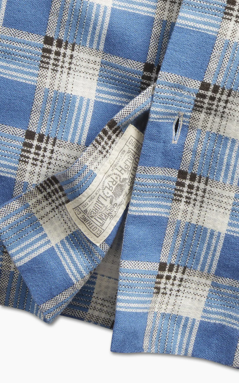 RRL Plaid-Print Chamois Camp Shirt Blue/Multi - Image 7