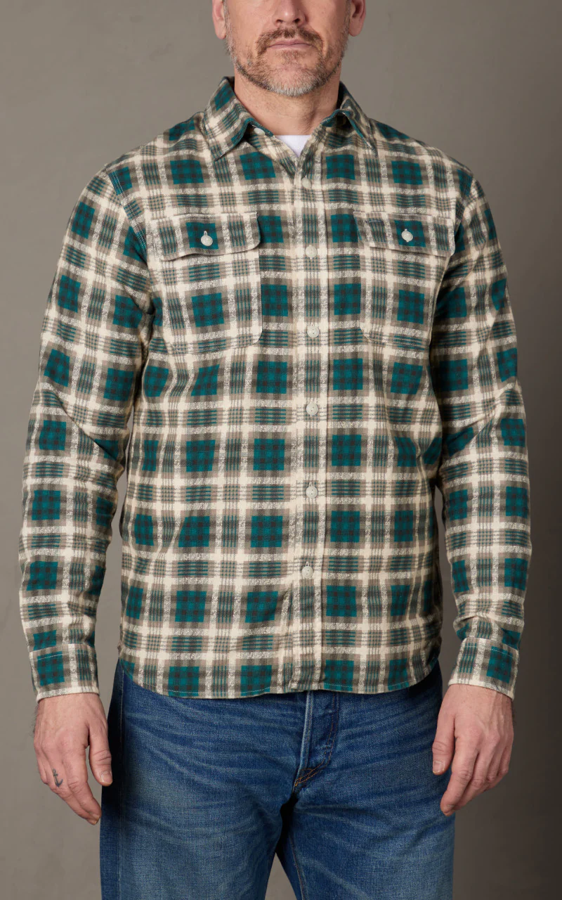 RRL Plaid-Print Chamois Workshirt Green/Multi - Image 4