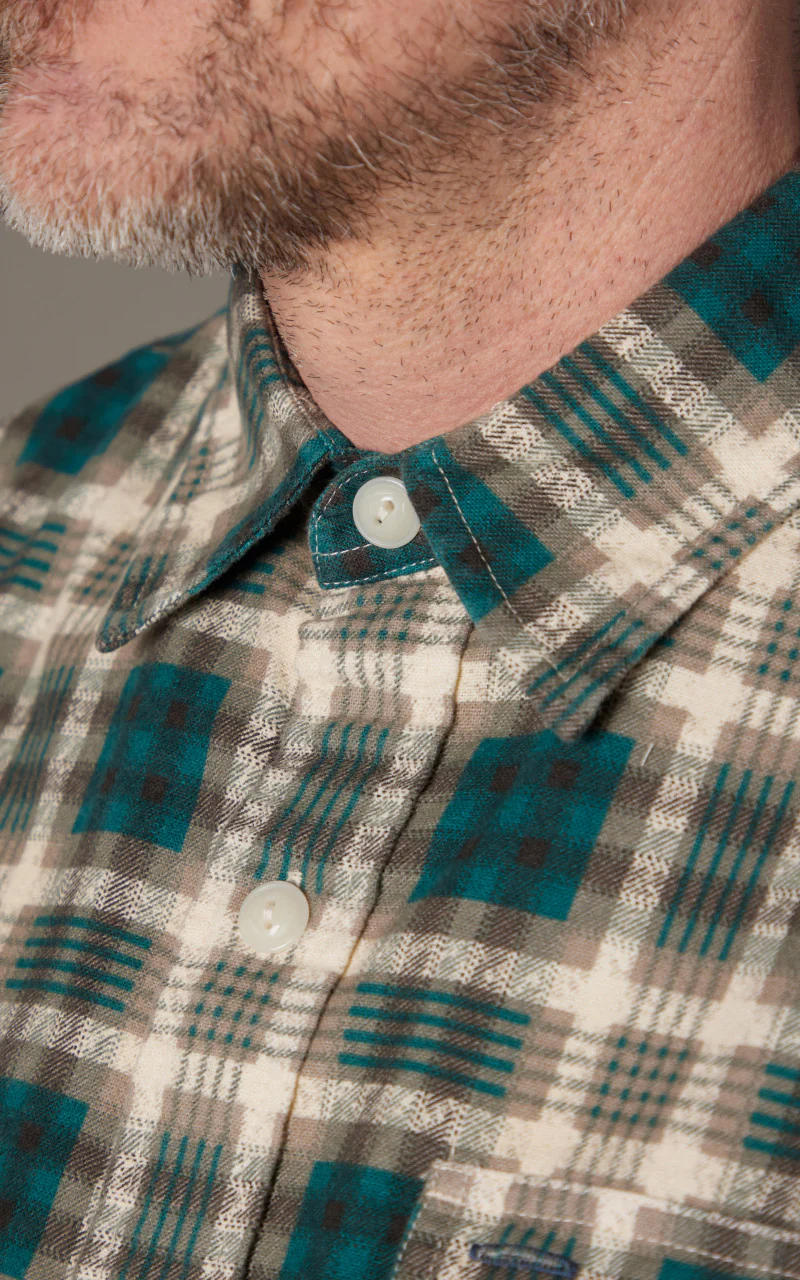 RRL Plaid-Print Chamois Workshirt Green/Multi - Image 6