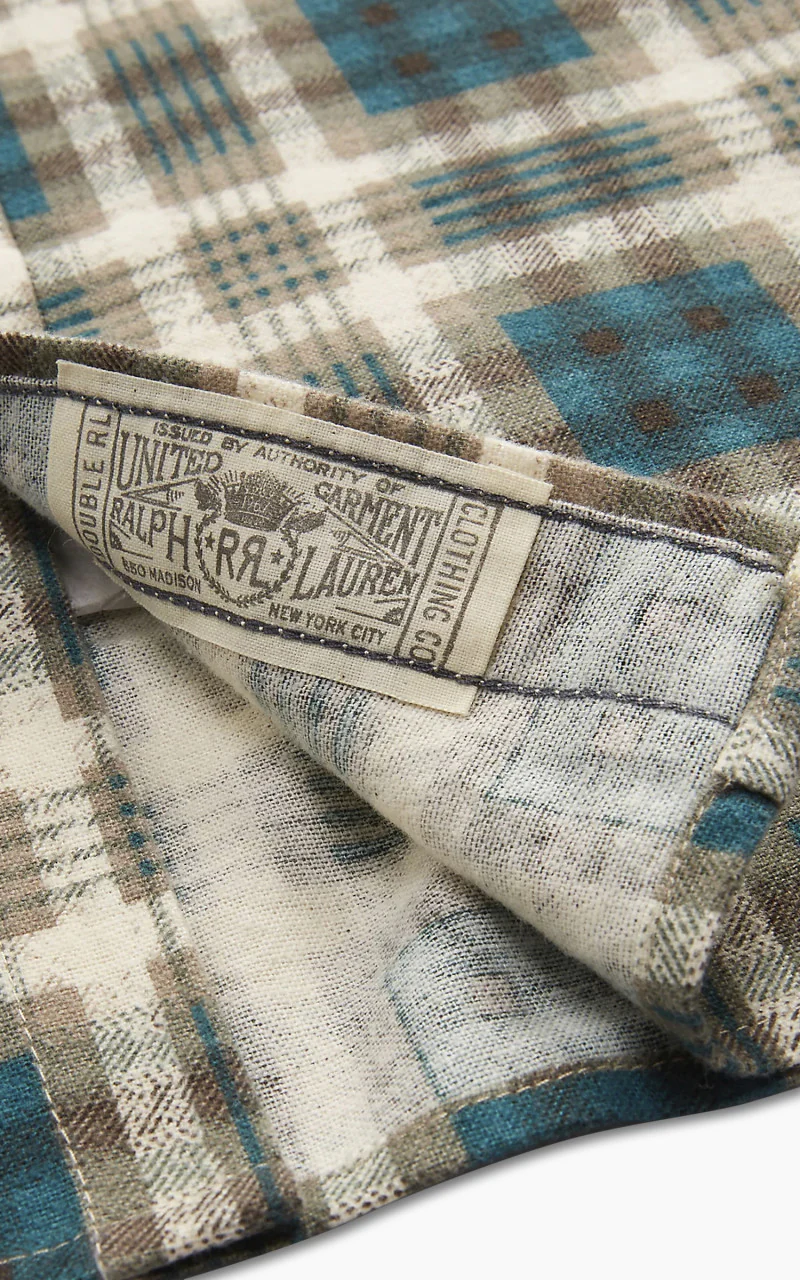 RRL Plaid-Print Chamois Workshirt Green/Multi - Image 7