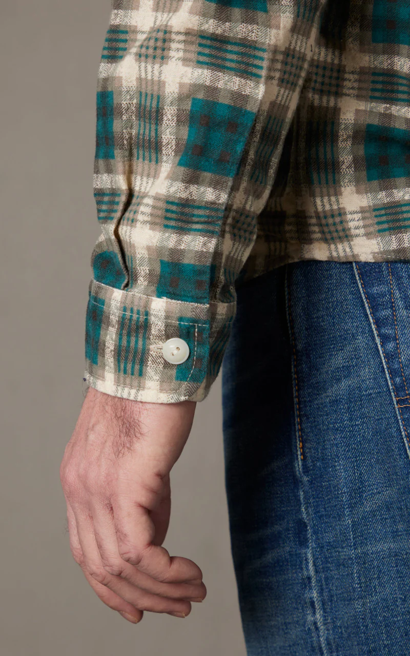 RRL Plaid-Print Chamois Workshirt Green/Multi - Image 9