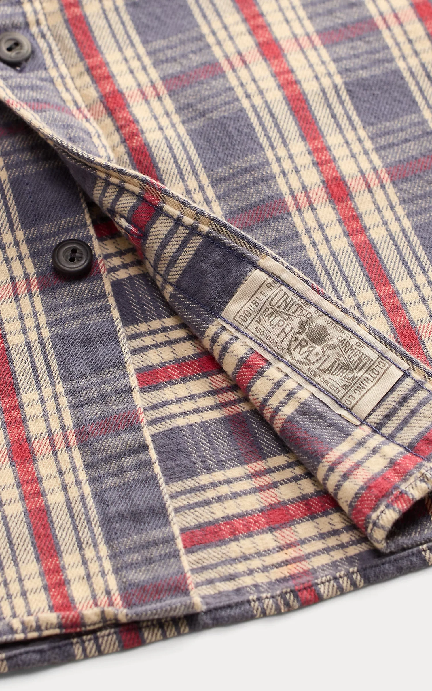 RRL Plaid Twill Workshirt Blue/Cream/Red - Image 4