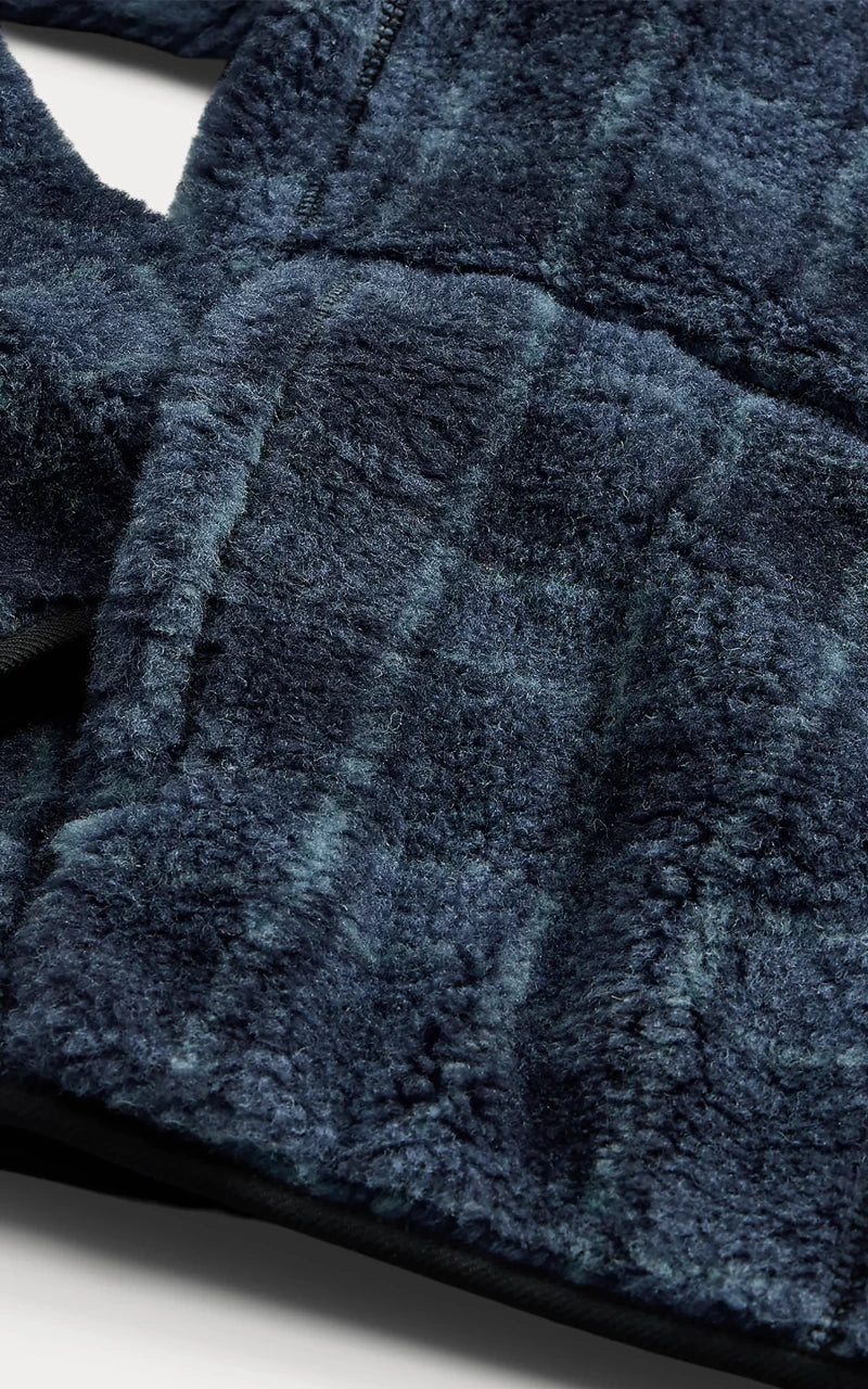 RRL Plaid Wool-Blend Pile Fleece Jacket Navy - Image 6