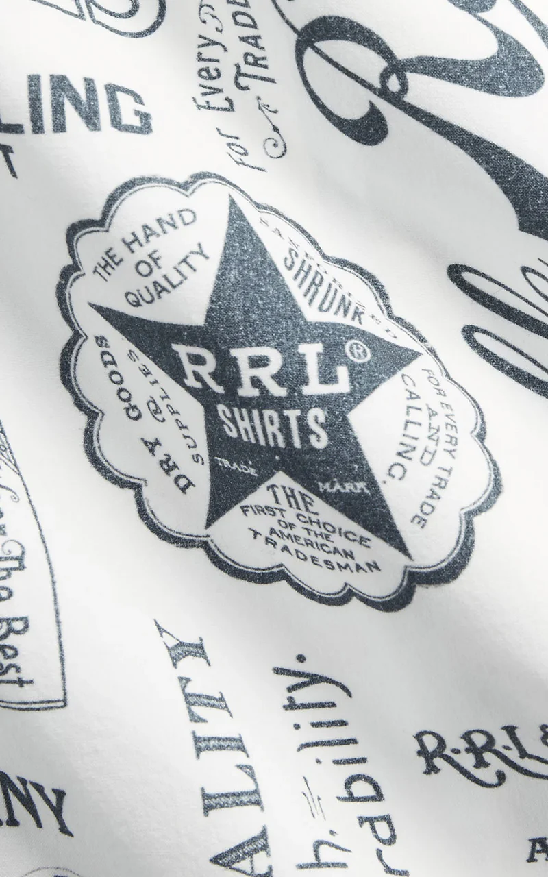 RRL Poplin Graphic Workshirt White/Blue - Image 6
