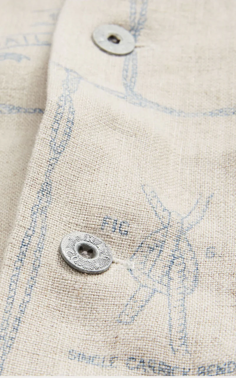RRL Print Linen Camp Shirt Creme Multi - Image 5