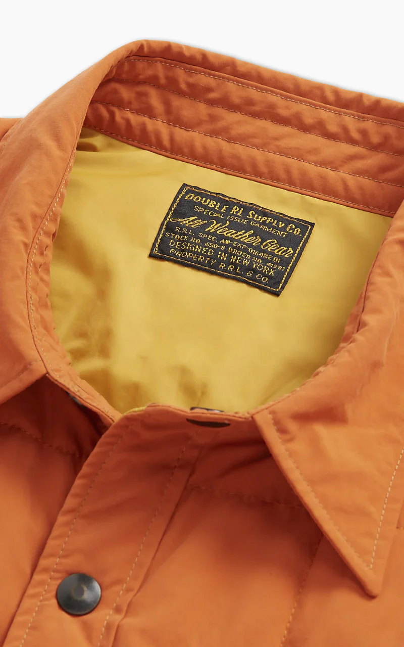 RRL Quilted Shirt Jacket Orange - Image 5