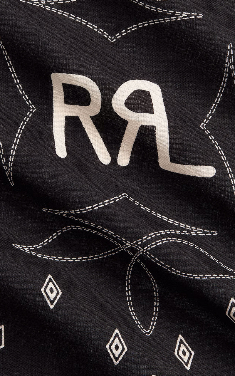 RRL Ranch Logo Cotton Bandana Black/Cream - Image 3