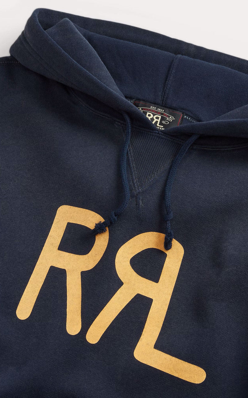 RRL Ranch Logo Hoodie Faded Navy - Image 3