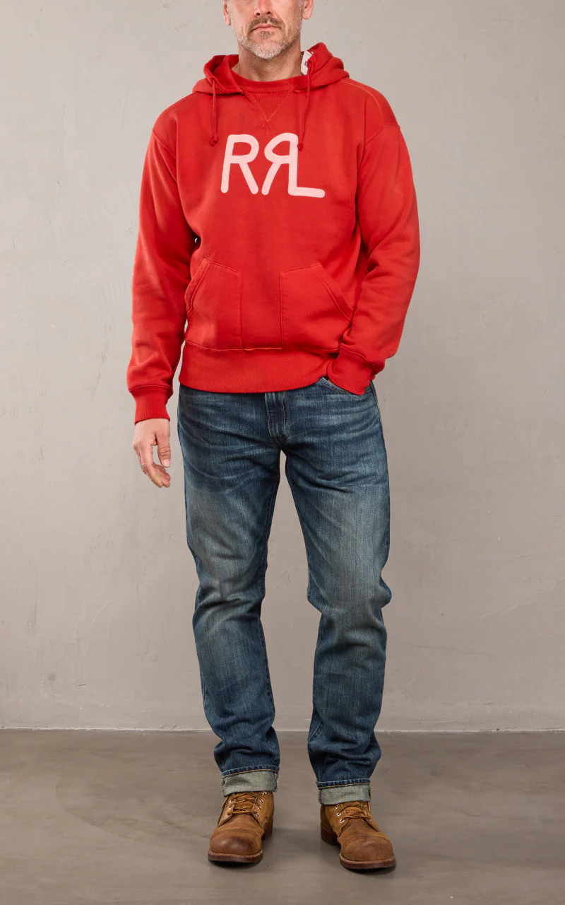 RRL Ranch Logo Hoodie Faded Red - Image 4
