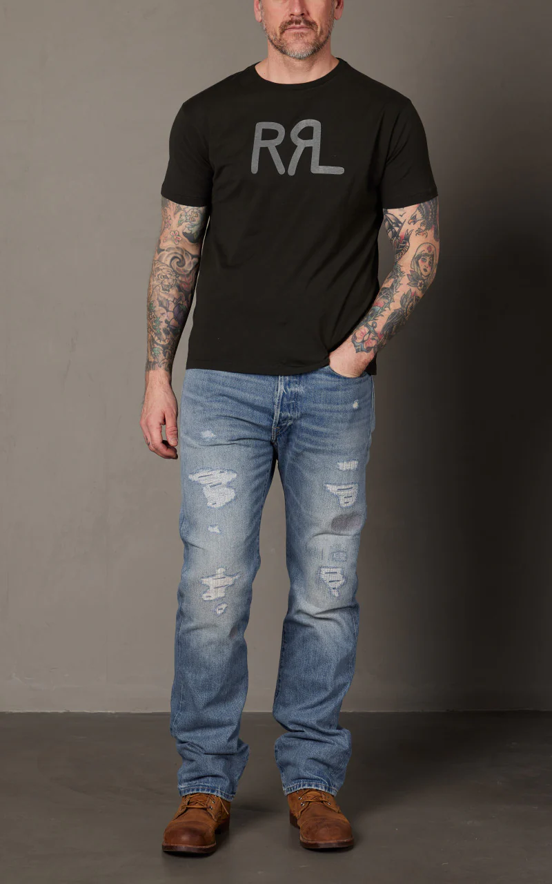 RRL Ranch Logo T-Shirt Faded Black Canvas - Image 2