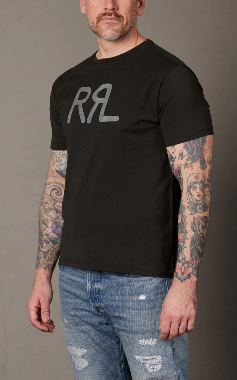 RRL Ranch Logo T-Shirt Faded Black Canvas - Image 4