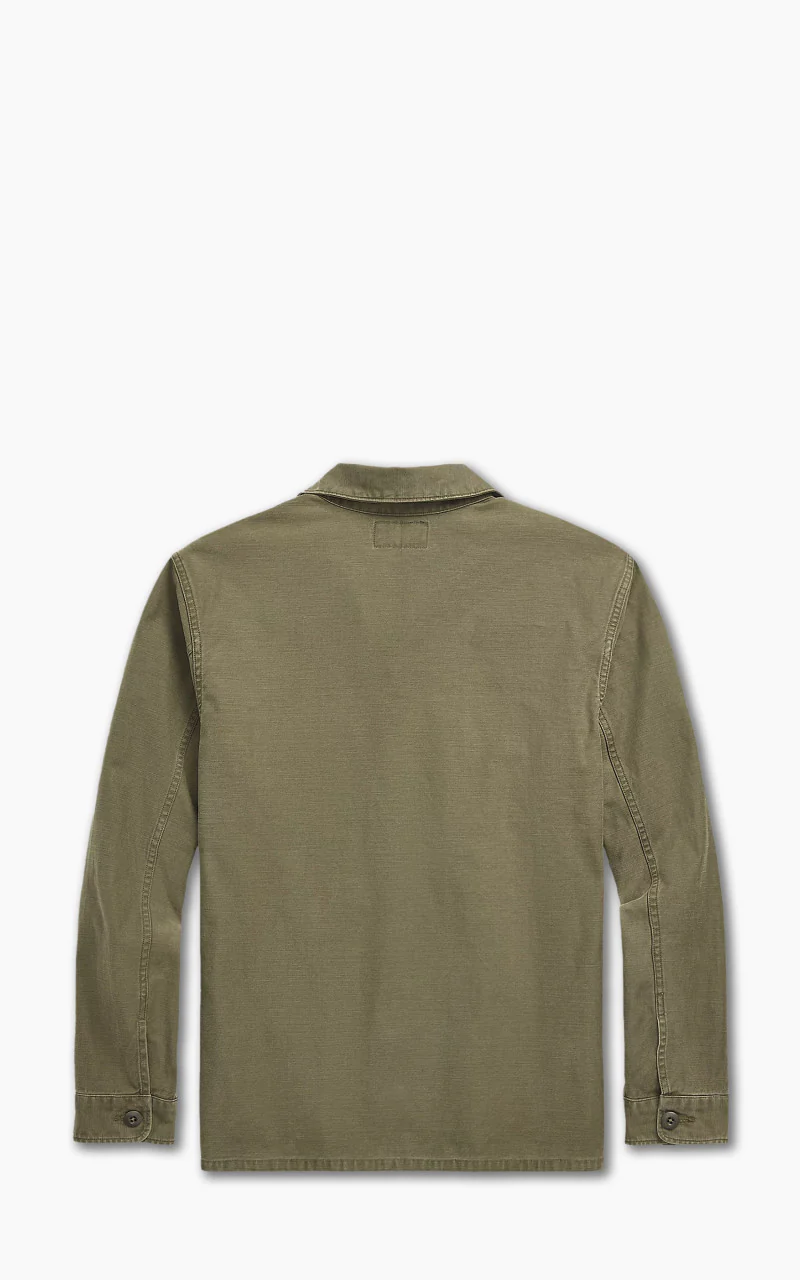 RRL Regiment Reverse Sateen Overshirt Olive - Image 3