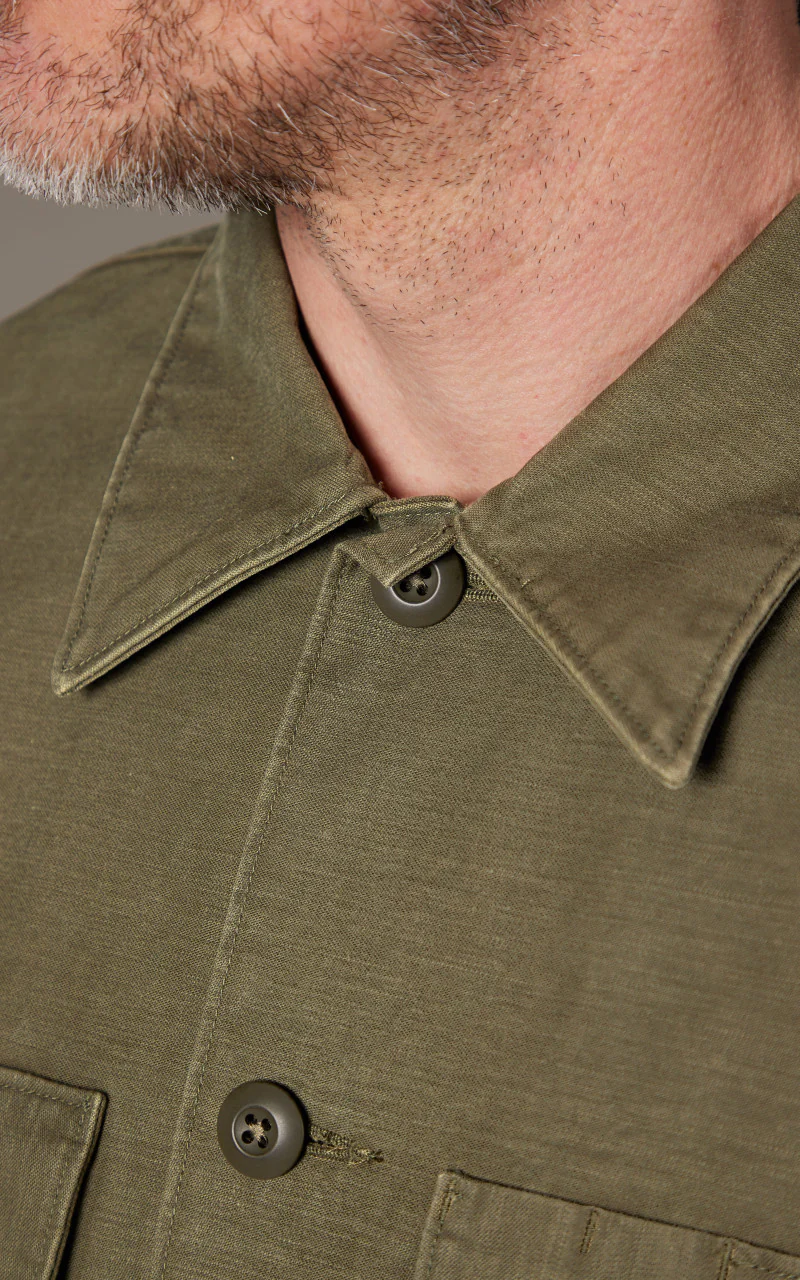 RRL Regiment Reverse Sateen Overshirt Olive - Image 6