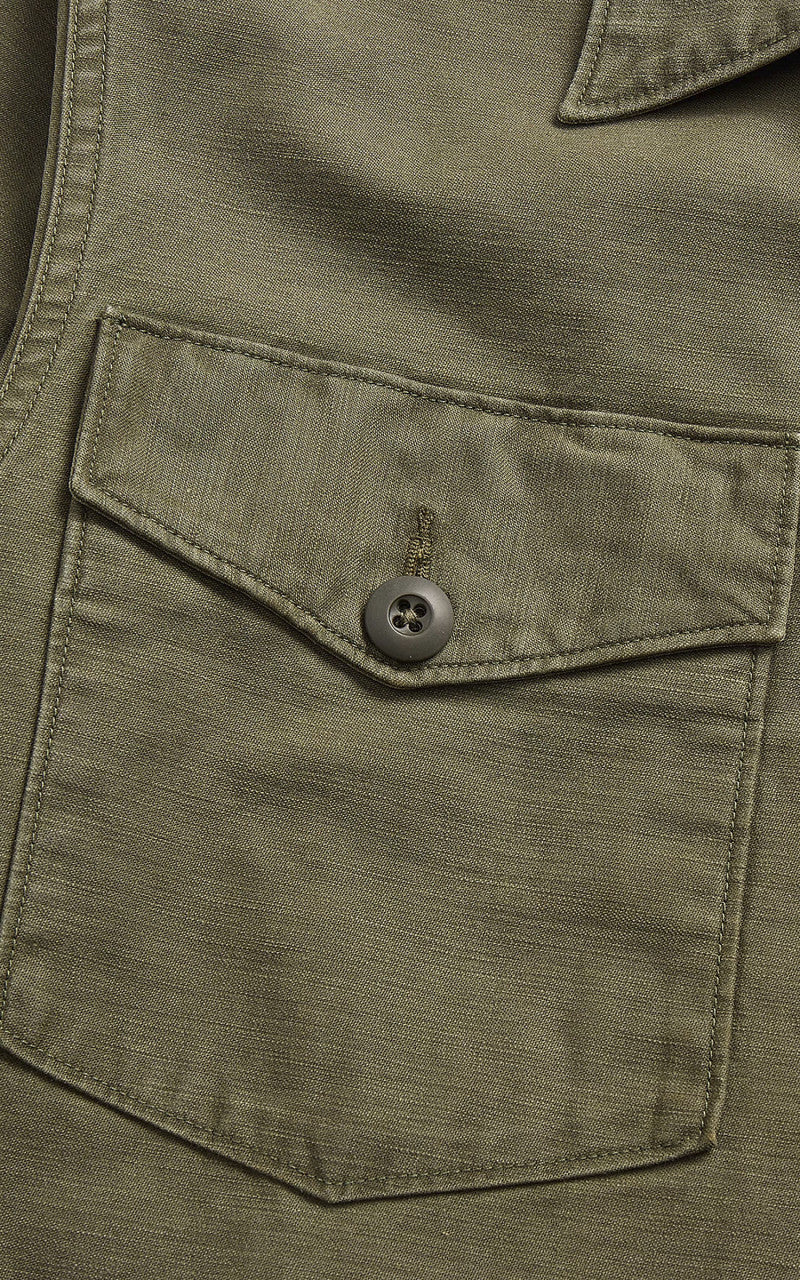 RRL Regiment Reverse Sateen Overshirt Olive - Image 7