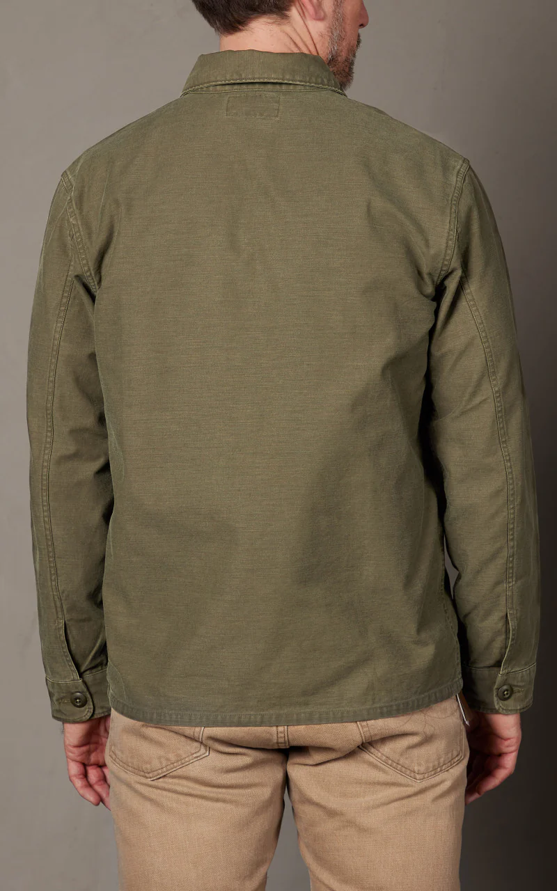 RRL Regiment Reverse Sateen Overshirt Olive - Image 8