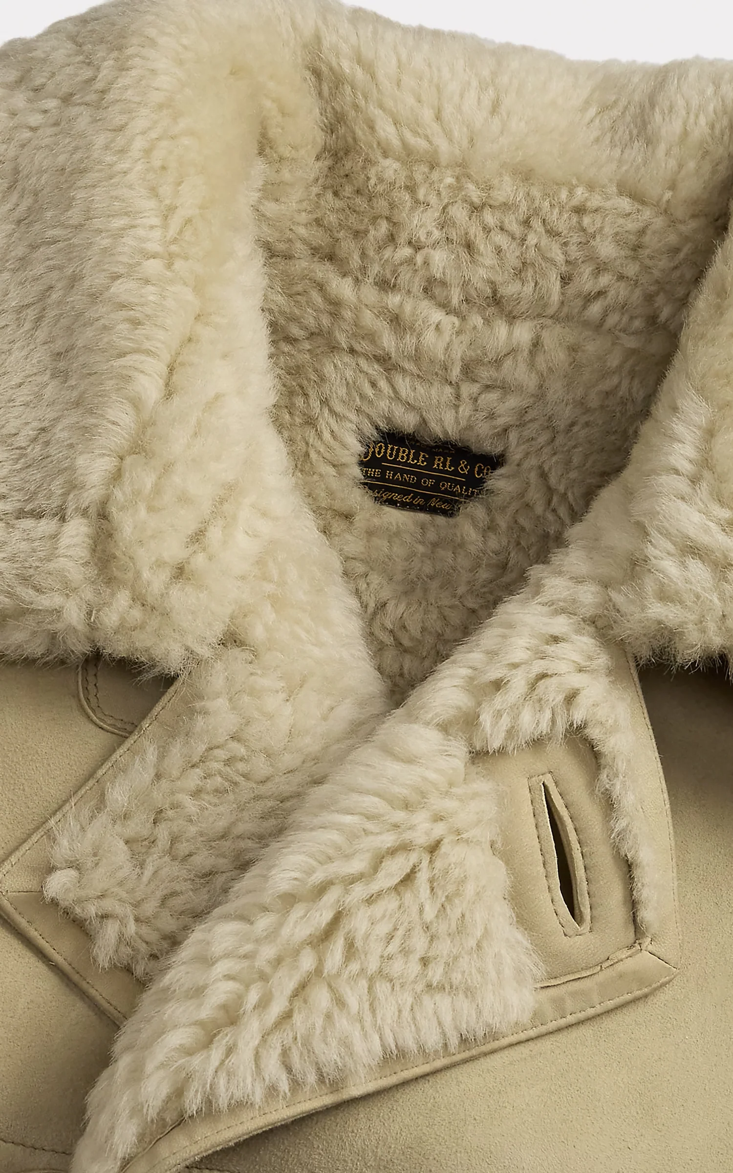 RRL Reinhold Shearling Coat Vintage Cream - Image 5