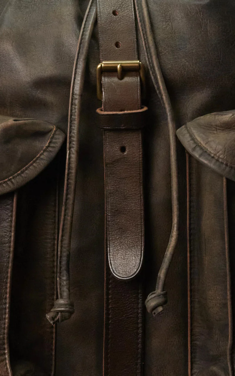 RRL Riley Leather Backpack Black Over Brown - Image 2