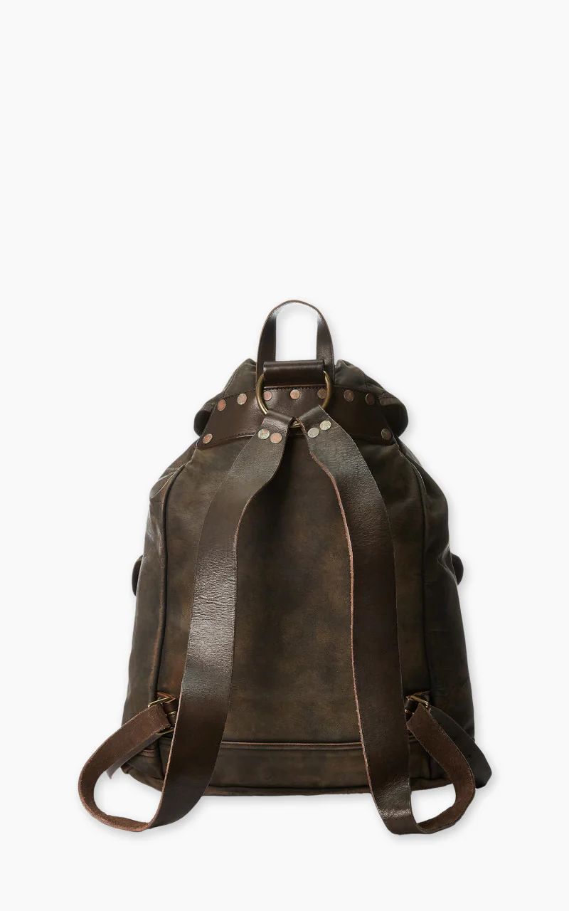 RRL Riley Leather Backpack Black Over Brown - Image 5