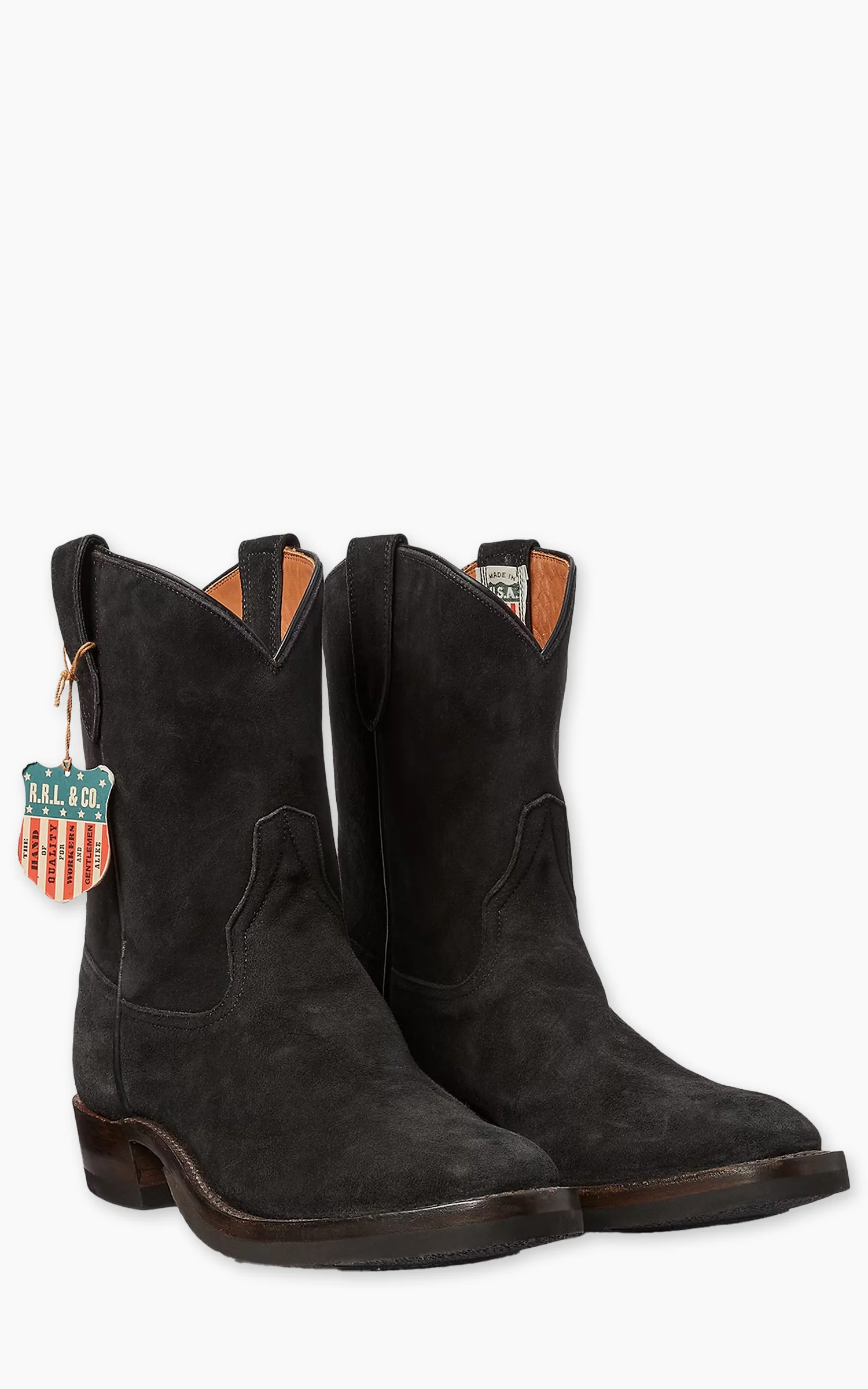 RRL Roughout Suede Boot Black - Image 2
