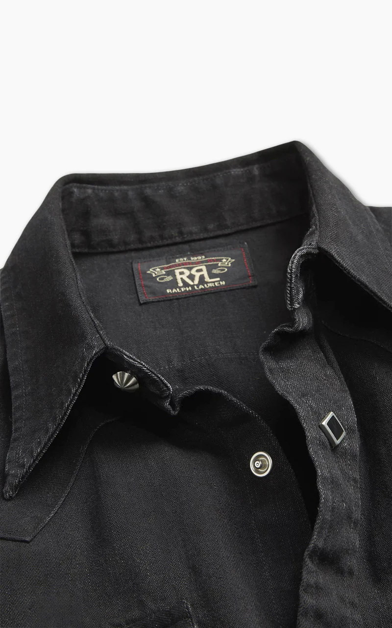 RRL Sawtooth Western Shirt Denim Black - Image 3