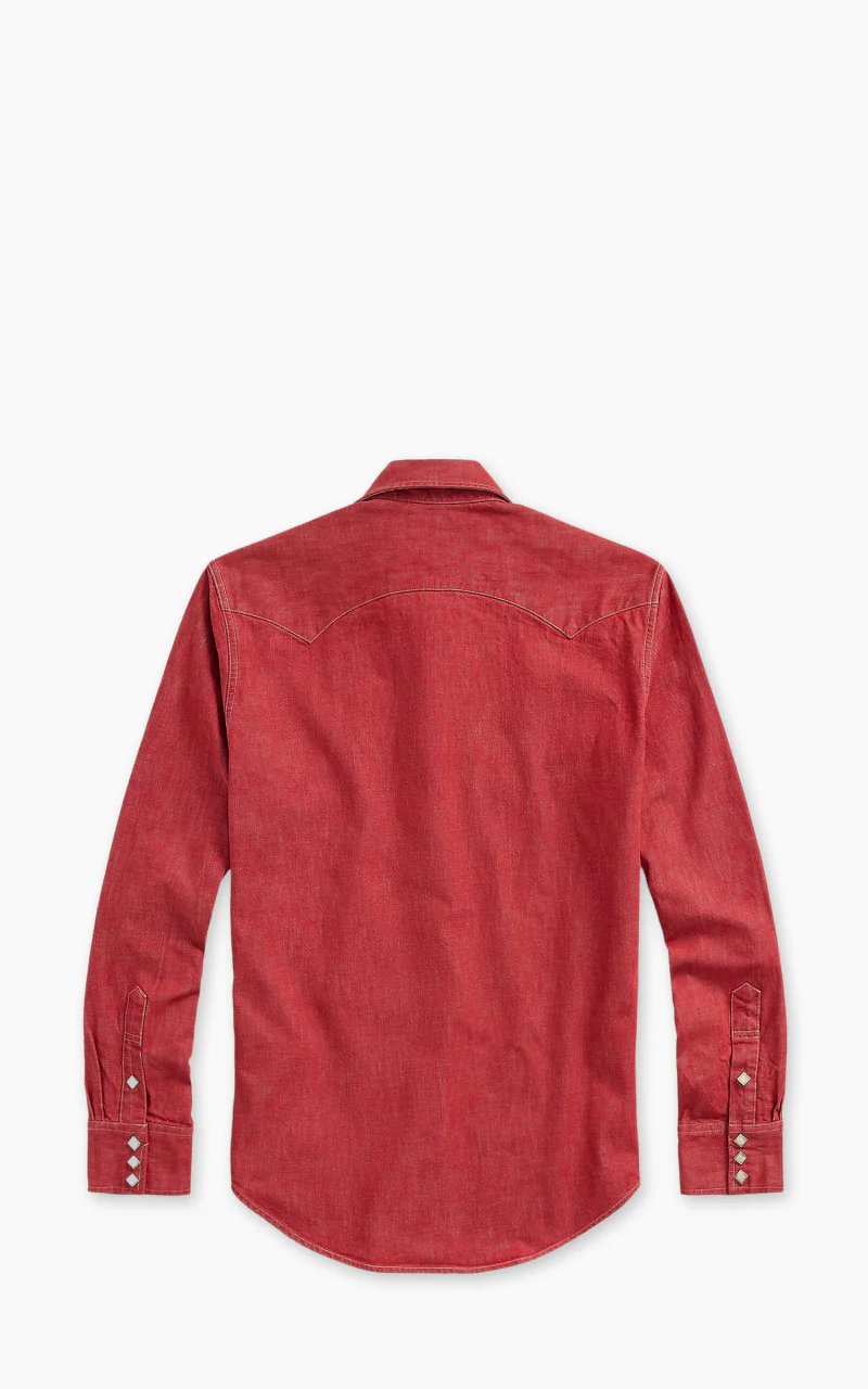 RRL Sawtooth Western Shirt Denim Vintage Red - Image 3