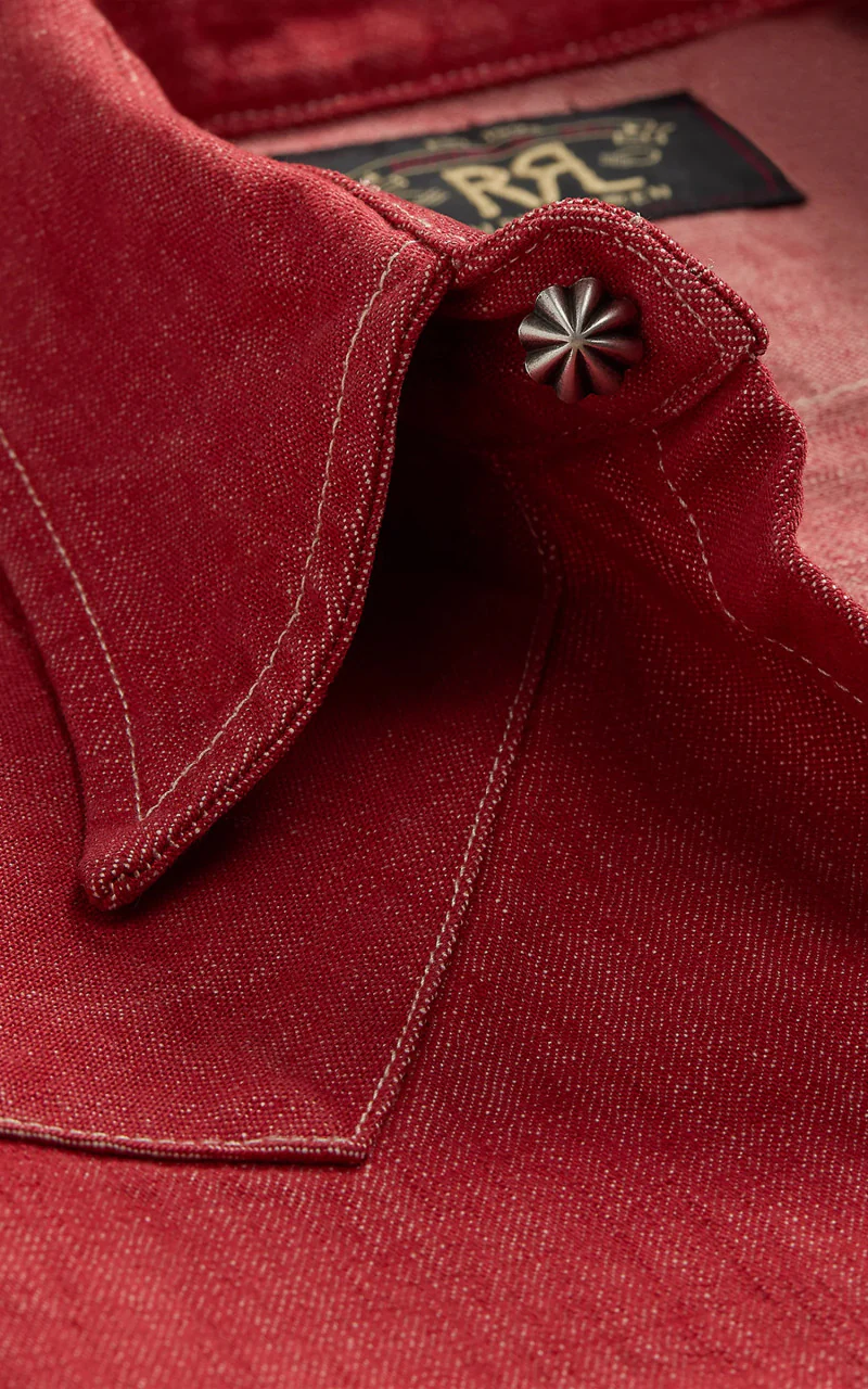 RRL Sawtooth Western Shirt Denim Vintage Red - Image 4